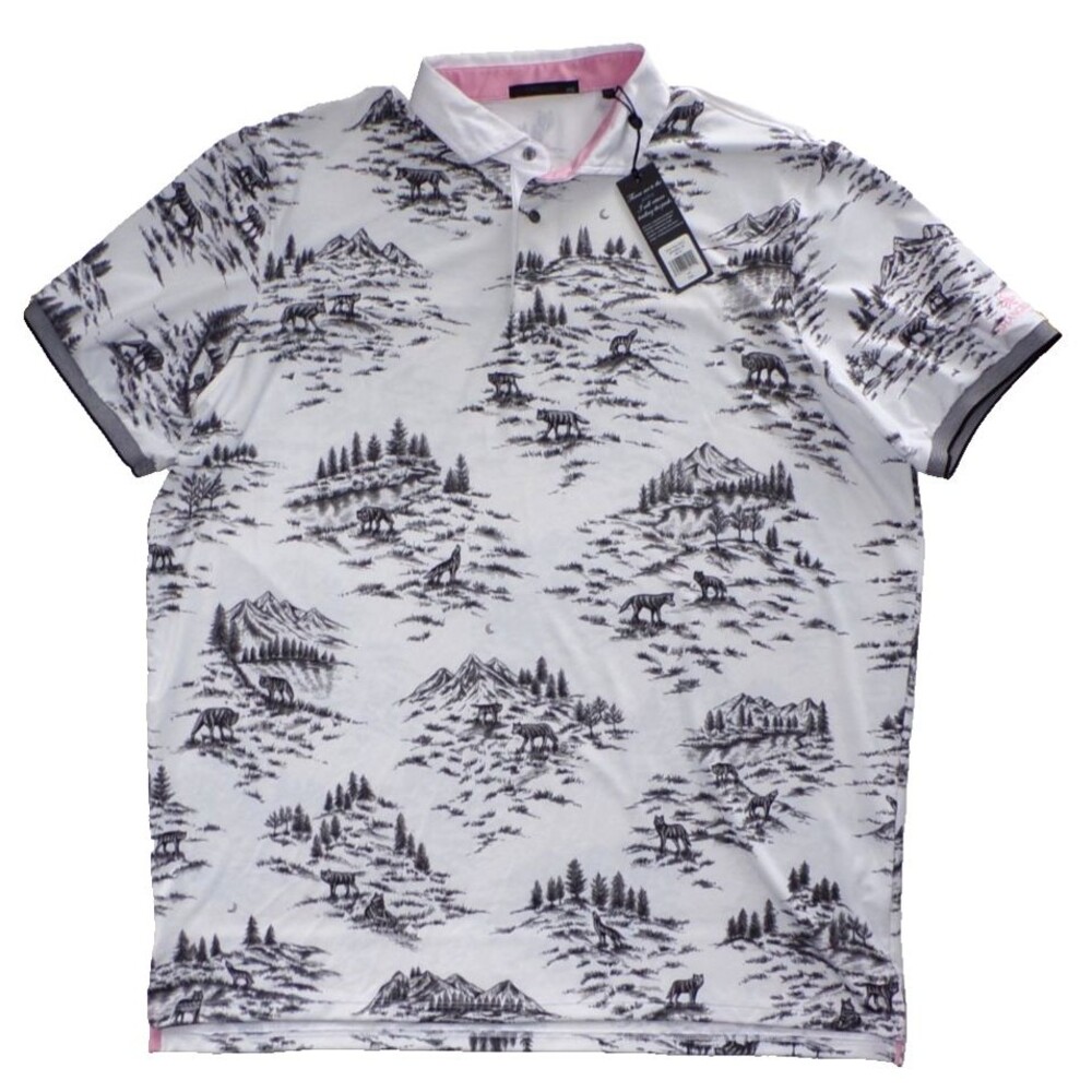 Greyson White and Black Patterned Polo Shirt